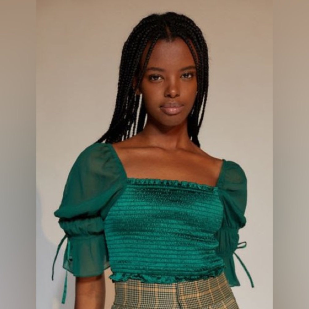 UO Diana Square Neck Top (Green)